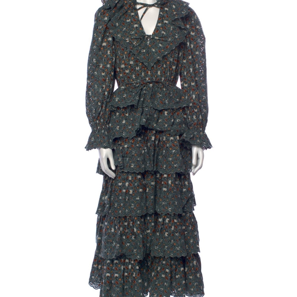 Ulla Johnson Odile Maxi Dress in Dragonfly Green Blue